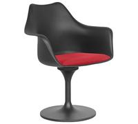 Iconik Interior Tulip Style Chaise de Salle à Manger avec accoudoirs - Chaise pivotante Noire - Tulipan Rouge