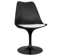 Iconik Interior Tulip Style Chaise de Salle à Manger - Chaise pivotante Noire - Tulip Blanc