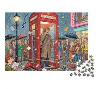 Iconique Cabine de téléphone scène de Pluie Puzzle en Bois Imperméable Puzzles De 1000 Pièces pour Adultes Amusant Jeux Éducatifs