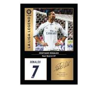 Icons Wall Art Photo imprimée A4 Cristiano Ronaldo Real Madrid Legends - Signature numérique - Cadeau fan de football - Poster Real Madrid sans cadre