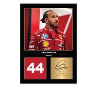 Icons Wall Art Photo imprimée A4 de Lewis Hamilton Ferrari Racing - Cadeau pour les fans de Formule 1 - Reproduite numériquement - Sans cadre
