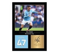 Icons Wall Art Photo imprimée A4 de Phil Foden Manchester City - Signature reproduite numériquement - Cadeau pour fan de football/football - Poster souvenir de Man City sans cadre