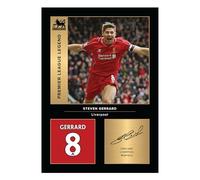 Icons Wall Art Photo imprimée A4 signée de Steven Gerrard Legends - Cadeau pour les fans de Liverpool - Signature, sans cadre