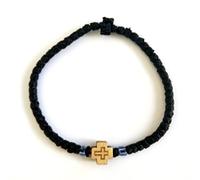 IconsGr Chotki Chapelet cire bénir Chrétien Orthodox Grec à petit fait main noeuds couleur noir avec croix en bois du Mont Athos (Grece)