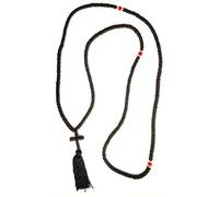 Iconsgr Corde de prière chrétienne orthodoxe grecque Komboskoini faite à la main 300 nœuds Pentant noir