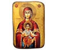 Iconsgr Icône grecque orthodoxe chrétienne en bois de la Vierge Marie Eleftherotria / A0