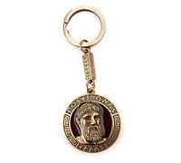 IconsGr Porte-clés avec médaillon Antique, Bouclier de Poséidon, Dieu Trident Rouge