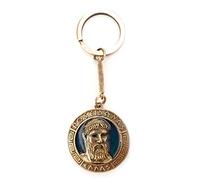 IconsGr Porte-clés avec pièce de Monnaie Antique Bouclier Poséidon Dieu Trident Bleu