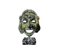 IconsGr Statue de musée grec antique en bronze réplique du masque de théâtre de la comédie (1410)