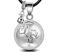 ICOOM Bola de grossesse avec Cordon et Grelot Collier pour Femme Enceinte clochette Pendentif harmony ball “Appeleur d’anges ” Bijou musicale Carillon Boule pour Maternité Cadeau (114 CM, ARG-MAINS)