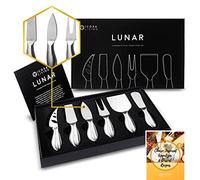 ICOSA Living Lunar 6 pièces jeu de couteaux à fromage prime - Ensemble de couteaux pour fromage collection complète en acier inoxydable avec 15 recettes festives (cadeau parfait)