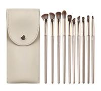 iCovalescent 10 PCS Pinceaux Maquillages Set, Pinceau Maquillage Pour Fond de Teint Blush L'anti-cernes Fard à Paupières Poudre Libre, Avec étui en Cuir