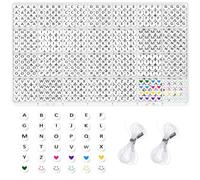 iCovalescent 1400Pcs Perles pour Bracelet, Perles Lettres pour Bracelet (A-Z) avec 2 Fil Elastique, pour Fabrication de Bijoux, Bracelets, Colliers, Enfants DIY Artisanats?Noir?