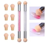 iCovalescent 2 Pcs Nail Art Brosse Éponge, Ouble Tête Éponge Brosse, Acrylique Nail Gradient Shading Pinceau, avec 4 Têtes de Rechange, Sponge Gradient Outil Nail Art ongles Ongles Accessoires