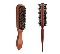 iCovalescent 2 Pièces Brosse en Poils de Sanglier, Grande et Petite Avec Manche en Bois, Brosse Cheveux Plaquage pour Cheveux Longs, Bouclés, Secs Abîmés Ou Nettoyage de la Barbe