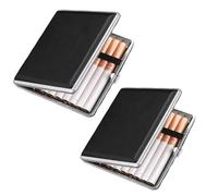 iCovalescent 2 Pièces Étui à Cigarettes Aspect Cuir Pour 20 Cigarettes Filtrantes, Idéale Pour Les Poches de Pantalons et de Chemises (Noir, 10 * 9.5 * 1.9 cm)