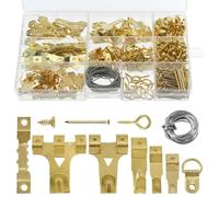 iCovalescent 282 Pièces Crochet pour Cadre Photo, Crochet Mural, Kit de Crochets d'image Accroche Tableau Lourd en Métal Crochets à Suspendre avec Vis pour Toile, Photos, Horloge, Miroir(Or)