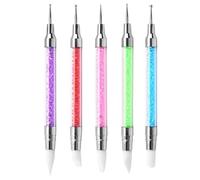 iCovalescent 5 Pcs Pinceaux en Silicone Nail Art, Pinceau Silicone, Nail Art, Sculpture Stylo Kit, Silicone Nail Art Sculpture Pen, Double Tête Pinceaux Nail Art Outils pour Design Peinture Manucure