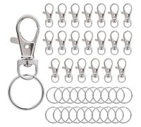 iCovalescent Lot de 20 crochets porte-clés avec porte-clés,Crochet Porte Clef pour Bijoux Gadget DIY Décoratio, Cordon de Porte-Clés, Fabrication de Bijoux, Travaux Manuels (Argenté)