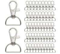 iCovalescent Lot de 50 Crochets Porte-clés avec Porte-clés,Crochet Porte Clef pour Bijoux Gadget DIY Décoratio, Cordon de Porte-Clés, Fabrication de Bijoux, Travaux Manuels (Argenté)