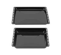 ICQN 465 x 370 x 30 et 60 mm - Compatible avec Bosch Neff Constructa - Lot de 2 plaques à graisse émaillées pour four - Anti-rayures et sans rouille - 46,5 x 37 x 3 et 6 cm