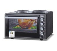 ICQN Mini four 42 L avec 2 plaques de cuisson et circulation d'air | 3800 W | Intérieur | Four à pizza | Grille de cuisson | Réglage individuel de la température | émaillée | Cuisine et pâtisserie