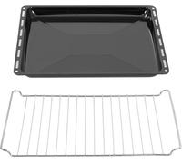 ICQN Set Plaque de Four 44,5 × 37,5 × 3,5 cm + Grille - Compatible avec Candy, Rosières, Hoover, Bauknecht & Groupe Whirlpool, Plaque Émaillée + Grille de Cuisson