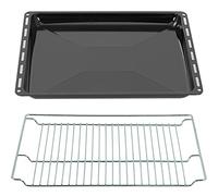 ICQN Set Plaque de Four 46,5 × 37,5 × 3 cm + Grille, Compatible avec Siemens, Bosch, Beko, Constructa, Neff & Amica, Plaque Émaillée 30 mm + Grille