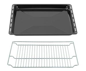 ICQN Set Plaque de Four 46,5 × 37,5 × 3 cm + Grille, Compatible avec Siemens, Bosch, Beko, Constructa, Neff & Amica, Plaque Émaillée 30 mm + Grille