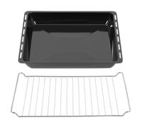ICQN Set Plaque de Four Émaillée Profonde 45,5x37,5x6 cm + Grille, Compatible avec Bosch, Siemens, Constructa, Lèche-frite 60 mm pour Four