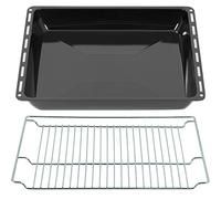 ICQN Set Plaque de Four Profonde 46,5 × 37,5 × 6 cm + Grille, Compatible avec Siemens, Bosch, Beko, Constructa, Neff & Amica, Lèchefrite Émaillée 60 mm + Grille