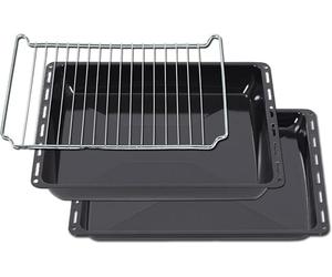 ICQN Set Plaques de Four 445 × 375 mm - 25 mm + 50 mm + Grille, Lèche-frite Émaillée Compatible Electrolux, AEG, IKEA, Zanussi & Juno