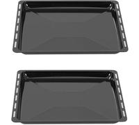 ICQN Lot de 2 plaques de cuisson 465 x 370 x 30 mm en émail chromé pour four et plaque de cuisson en émail 465 x 370 mm