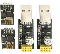 ICQUANZX Module émetteur-récepteur sans Fil WiFi série ESP-01 avec Adaptateur USB vers ESP pour Arduino Raspberry Pi (2 pièces ESP-01 + 2 pièces USB)