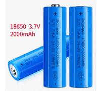 ICR 18650 Batteries 2000mAh 3.7V batterie Icr18650 Lithium Ion Rechargeable + chargeur USB pour lampe de poche Radio jouets lampe minière 2000 Flat head 2pcs