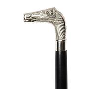Icrafts India Canne en bois Noir avec pommeau Argenté 94 cm Canne décorative au bois.