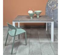 icreo Table extensible moderne EFESTO 140 structure blanche haut patagonie avec deux rallonges de 40 cm