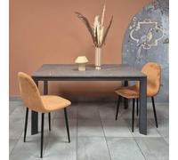 icreo Table extensible moderne EFESTO 160 structure noire haut patagonie avec deux rallonges de 40 cm