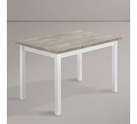 icreo Table extensible moderne pour économiser de l'espace ERMES 110/170 x 80 cm H78 Béton structure blanche avec 2 rallonges amovibles de 30 cm en mélaminé de haute qualité
