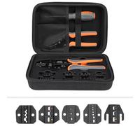 iCrimp Kit d'outils de sertissage de fil avec pince à dénuder, cosses de câble, pince à sertir à cliquet avec 5 matrices interchangeables pour connecteurs isolés et non isolés et embouts de câble avec