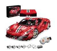 icuanuty Technique Auto Kit de construction pour Ferrari 488 Pista, 1:8 modèle voiture de sport, briques de serrage techniques auto compatibles avec Lego Technic