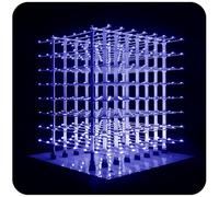 iCubeSmart Kit de cube LED 3D 20,3 x 20,3 cm DIY Kits électroniques pour adolescents Kit de projet de soudure avec logiciel d'édition 3D [3D8P-Bleu]