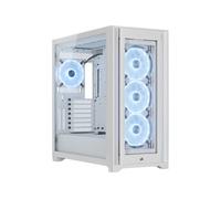iCUE 5000X RGB QL Edition - Mid tower - panneau latéral fenêtré (verre trempé) - pas d'alimentation (ATX) - blanc authentique - USB/Audio