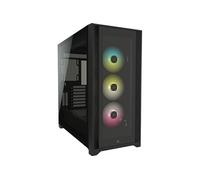 Corsair iCUE 5000X RGB Moyen-Tour Connecté en Verre Trempé Boîtier (Quatre Panneaux, Système de Câbles RapidRoute, Trois Ventilateurs de 120 mm Inclus, Éclairage Intelligent) Noir