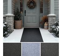 iCustomRug Spartan Weather Warrior Tapis de Couloir nervuré pour intérieur/extérieur avec Envers antidérapant en Caoutchouc thermoplastique, 0,9 x 3 m, Noir