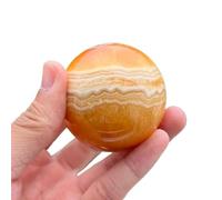 ICXLPMC Beautiful 5-6CM Banded Yellow Orange Calcite Sphere Crystal Ball Gemstone Carving Craft for Home Decor