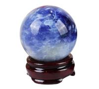ICXLPMC Blue and White Crystal Ball Ornaments Agate Raw Stone Feng Shui Sphere Round Luck Desk Decor Gift,60~65mm