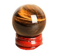 ICXLPMC Home Decor Crystal Ball with Base, Tiger's Eye Gemstone Sphere,Feng Shui Divination for Living Bedroom Office Display,Festival Gift,3.14"(8cm)