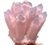 ICXLPMC Stone Rose Quartz Crystal Cluster Home Office Aquarius Decor Gift(600-700g)