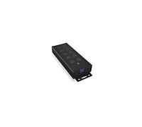 ICY BOX Hub 7 Ports USB 3.0 actif avec alimentation (12V/5A), 3 Ports de charge, Montage mural, Quick Charge 3.0, Aluminium, Noir, IB-HUB1703-QC3